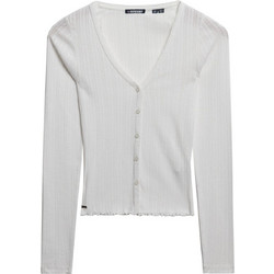 Superdry Γυναικεία Ζακέτα Κοντή με Κουμπιά Λευκή W6012246A-71D