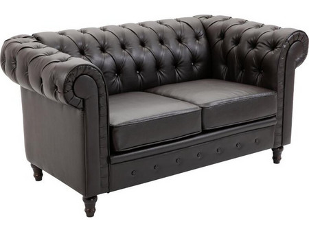 HOMCOM Chesterfield Διθέσιος Καναπές από Δερματίνη Μαύρος 164x85x80cm 833-709
