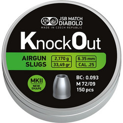 JSB KO MKII Βολίδες Slugs Αεροβόλου 6.35mm Μολυβένιες 2.17g / 33.49gr 150τμχ 546225-150