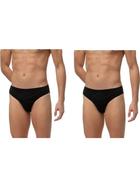 Minerva Ανδρικά Σλιπ Βαμβακερά Μαύρα 2Pack 90-24402