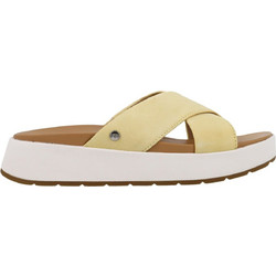 UGG Emily Δερμάτινες Γυναικείες Παντόφλες Καλοκαιρινές Flatforms Κίτρινες 1119745-BPSD