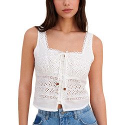 Attrattivo Γυναικείο Καλοκαιρινό Crop Top Βαμβακερό Λευκό 9923181