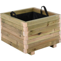 Woodwell Flower Pot Wood Γλάστρα Εξωτερικού Χώρου Τετράγωνη Ξύλινη 50x50x36cm Ε2232