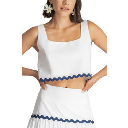 Moutaki Γυναικείο Καλοκαιρινό Crop Top Βαμβακερό Λευκό 26.01.55