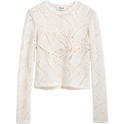 Desigual Denis Γυναικείο Καλοκαιρινό Crop Top Λευκό 25SWTKAM-1001