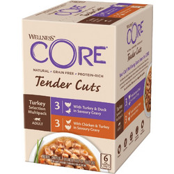 Wellness Core Tender Cuts Fillets Adult Grain Free with Turkey, Duck & Chicken 6x85gr