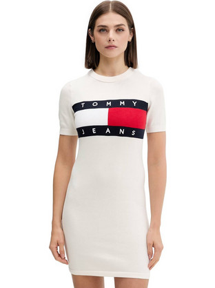 Tommy Jeans Mini Καλοκαιρινό Καθημερινό Φόρεμα Λευκό DW0DW22853-YBH