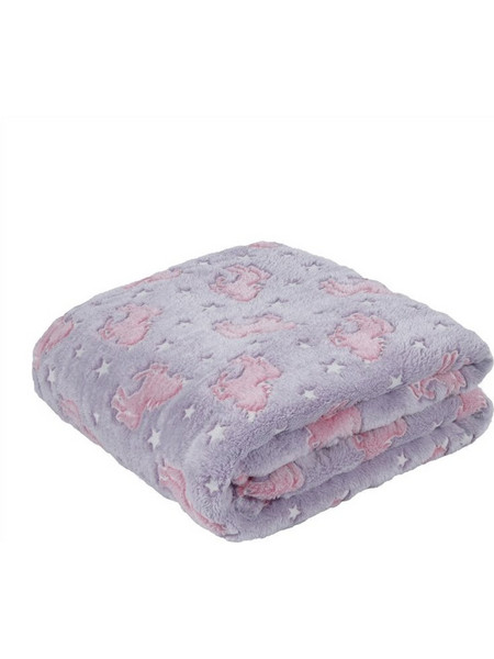 Das Home 4833 Παιδική Κουβέρτα Fleece Floral Φωσφοριζέ 160x220 Λιλά