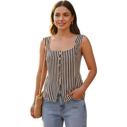 Benissimo Γυναικείο Καλοκαιρινό Top Λευκό Καφέ 262031506