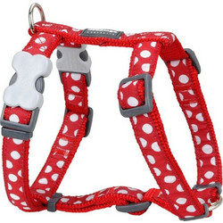 Red Dingo Style Spots On Σαμαράκι Σκύλου Ιμάντας Κόκκινο Λευκό Small