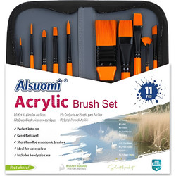 Alsuomi Acrylic Σετ Πινέλα Ζωγραφικής με Θήκη 11τμχ AL6610
