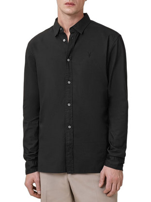 AllSaints Hawthorne Ανδρικό Πουκάμισο Μαύρο M150SB-BLACK-BLACK