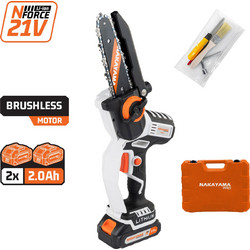 Nakayama EC1117X22C Κλαδευτικό Αλυσοπρίονο Μπαταρίας 21V 1kg με Λάμα 15cm 2x2Ah