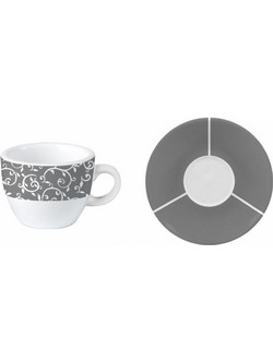 Max Home Σετ Φλιτζάνια Πορσελάνης Λευκά Γκρι 90ml 6τμχ BBMF1107124