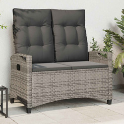 vidaXL Διθέσιος Καναπές Εξωτερικού Χώρου Rattan Γκρι Εκρού 105x60x112cm 42026852