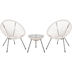 HomeMarkt Acapulco Σετ Τραπεζαρία Κήπου Rattan 3τμχ Λευκό HM11861.12