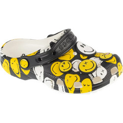 Crocs Classic Smiley Clog Παιδικά Παπούτσια Θαλάσσης Ανατομικά Μαύρα Κίτρινα 211694-90H