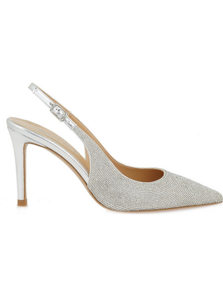 Lara Conte Γόβες Slingback με Τακούνι Στιλέτο με Στρας Ασημί W420S0955-E94