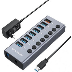 GrauGear G-HUB71-A USB Hub 3.0 USB-A με 8 Θύρες USB-A & Εξωτερική Παροχή Ρεύματος