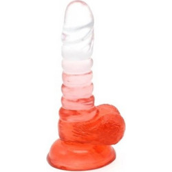 Kiotos Jelly Ρεαλιστικό Dildo με Βεντούζα & Όρχεις 15.5cm Κόκκινο Διαφανές