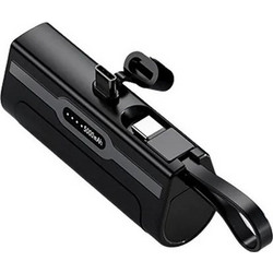 PowerNeed EP50 Power Bank 5000mAh 10W με Ενσωματωμένο Καλώδιο USB-C Black