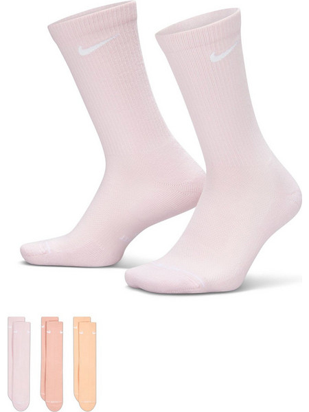 Nike Everyday Ανδρικές Κάλτσες Ψηλές Ροζ Κοραλί Λιλά 3Pack HQ4335-908