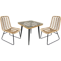 ArteLibre Cali Σετ Τραπεζαρία Κήπου Rattan 3τμχ Καφέ 14990462