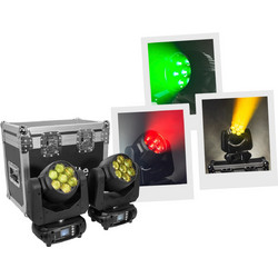 Evolite Evo 725CRZ Set Φωτορυθμικό Προβολέας Wash LED DMX με Ρομποτική Κεφαλή RGBW