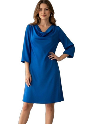 Chrisper Mini Βραδινό Φόρεμα Ντραπέ Σατέν Royal Blue 66329-04