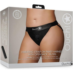 Ouch! Panty Harness with Open Back XL-2XL Εσώρουχο Strap On με Dildo & Δόνηση Μαύρο