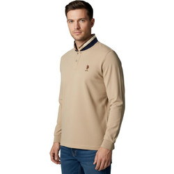 U.S. Polo Assn. Ανδρική Μπλούζα Polo Μακρυμάνικη Μπεζ 011-1-128
