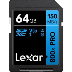 Lexar 800x Pro SDXC 64GB Class 10 U3 V30 UHS-I 150MB/s
