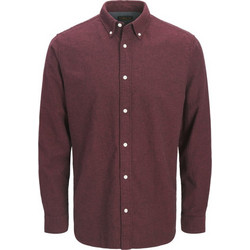 Jack & Jones Ανδρικό Πουκάμισο Βαμβακερό Μακρυμάνικο Κανονική Γραμμή Overshirt Μπορντό 12305791