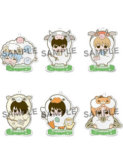 MegaHouse Gintama Acrylic Figure Prince Hata & Animal Paradise Farm of Love & Peace Display 6cm 6 Τεμάχια
