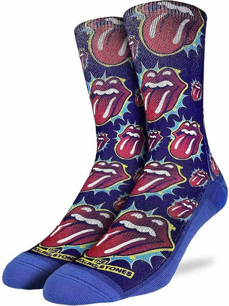 Good Luck Sock The Rolling Stones Hot Lips On Purple Ανδρικές Κάλτσες Ψηλές με Σχέδια Πολύχρωμες GLS-4482