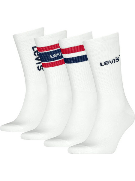 Levi's Ανδρικές Κάλτσες Ψηλές με Σχέδια Λευκές 4Pack 701241868-001