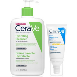 CeraVe Cleansers Hydrating Cleanser Lotion 473ml + Moisturising Lotion SPF50 52ml