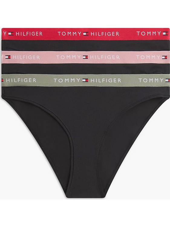 Tommy Hilfiger Βαμβακερά Γυναικεία String Μαύρα 3Pack UW0UW05529-0K7