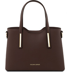 Tuscany Leather Olimpia S Γυναικεία Τσάντα Χειρός Δερμάτινη Σοκολατί TL141521
