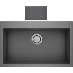 Crown Quadra Q-87 Ένθετος Νεροχύτης Γρανίτη Ματ Grey 86x50cm 6787150