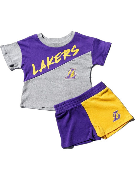 NBA Los Angeles Lakers Βρεφικό Σετ για Αγόρι Καλοκαιρινό Μωβ Κίτρινο Γκρι EK2N1SCPB-LAK