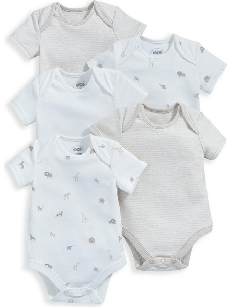 Mamas & Papas Σετ Φορμάκια Εσώρουχα Κοντομάνικα για Αγόρι Λευκό Μπεζ 24280051