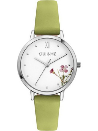 Oui & Me Fleurette Γυναικείο Ρολόι με Λαχανί Δερμάτινο Λουράκι ME010379