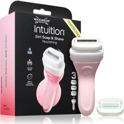 Wilkinson Sword Intuition Soap & Shave Nourishing Γυναικείο Ξυραφάκι με Ανταλλακτικές Κεφαλές με 4 Λεπίδες & Λιπαντική Ταινία 3τμχ