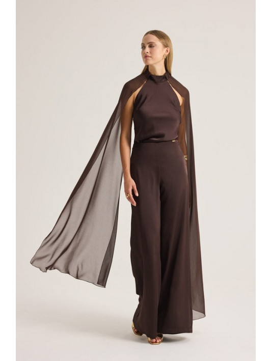 Enzzo Χειμωνιάτικο Γυναικείο Σύνολο Crop Top & Παντελόνι Σοκολατί 26274458