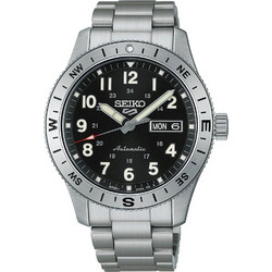 Seiko 5 Sports Ανδρικό Ρολόι Αυτόματο με Ασημί Μεταλλικό Μπρασελέ HDB006K1