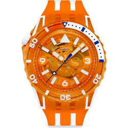 Swatch Pacific Sea Nettle Ανδρικό Ρολόι με Πορτοκαλί Καουτσούκ Λουράκι SSCU09O100