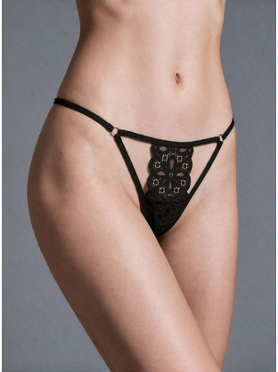 Milena By Paris Γυναικείο Sexy String με Δαντέλα Μαύρο 6987