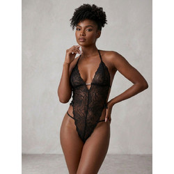 Milena By Paris Sexy Κορμάκι String See Through με Δαντέλα Μαύρο 2542