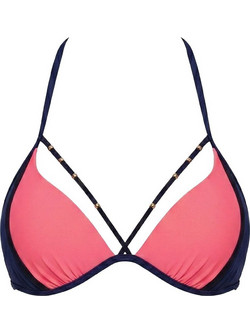 Marko Rose Bikini Top Τριγωνάκι με Ενίσχυση Μαύρο Κοραλί M-818